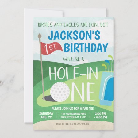 Hole In One Golf Invitation First Birthday Party