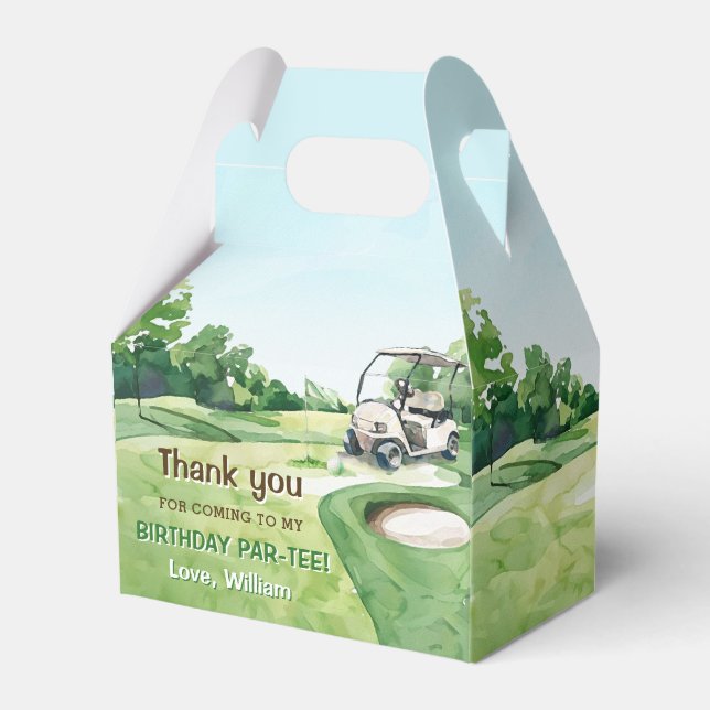 Hole in One Golf Par-tee 1st Birthday Favor Boxes (Front Side)