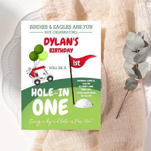 Hole In One Golf Par-tee 1st Birthday Invitation