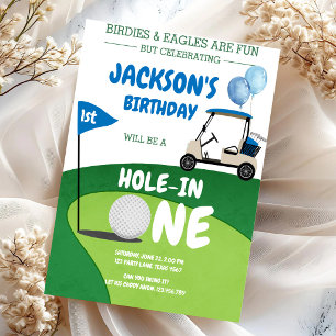 Hole In One Golf Par-tee 1st Birthday Invitation