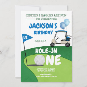Hole In One Golf Par-tee 1st Birthday Invitation
