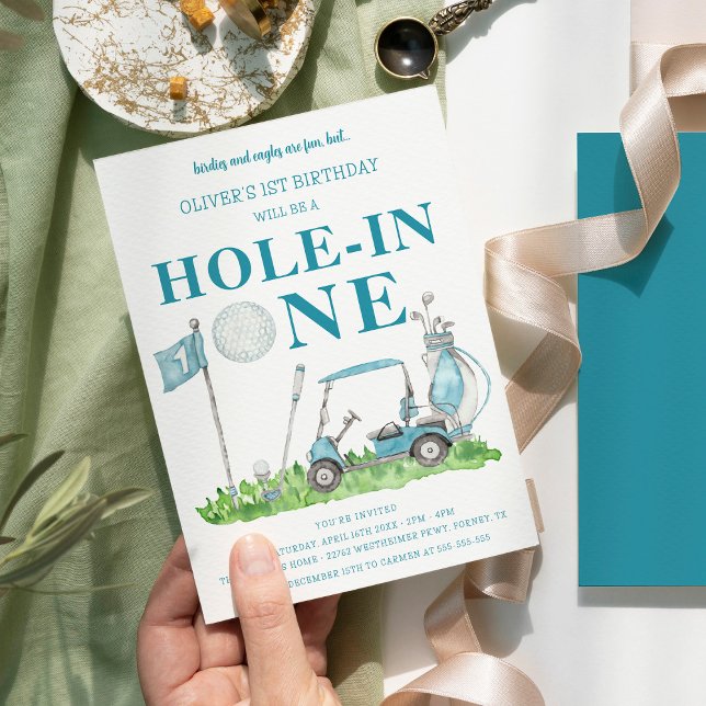 Hole In One Golf Par-tee Boy 1st Birthday Invitation (Creator Uploaded)