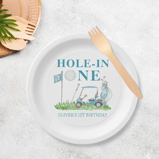 Hole In One Golf Par-tee Boy 1st Birthday Paper Plates (Creator Uploaded)
