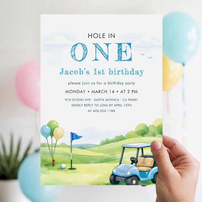 Hole In One Golf Party 1st First Birthday Invitation (Creator Uploaded)