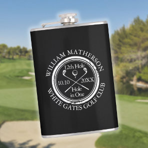 Hole in One Golf Personalized Black And White Flask