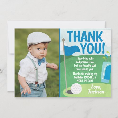 Hole in One Golf Thank You Card First Birthday