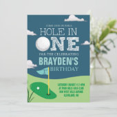 Hole in One Golf Theme Boys First Birthday Invitation | Zazzle