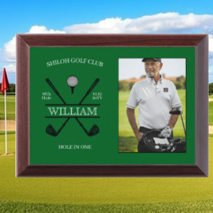 Hole In One Golfer Dark Green Photo Award Plaque