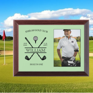 Hole In One Golfer Mint Green Photo Award Plaque