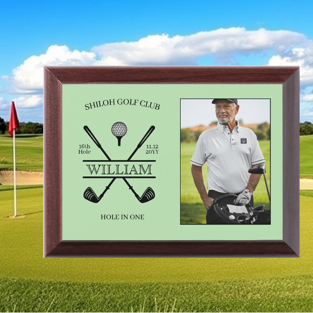 Hole In One Golfer Mint Green Photo Award Plaque (Creator Uploaded)