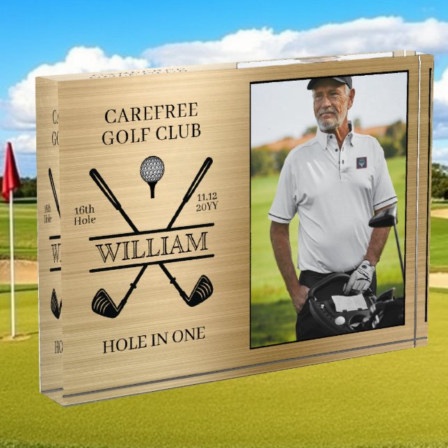 Hole In One Golfer Photo Gold Acrylic Award (Creator Uploaded)