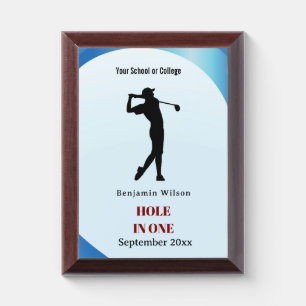 Hole In One Golfer Photo Gold Award Plaque