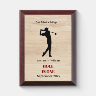Hole In One Golfer Photo Gold Award Plaque