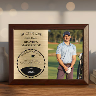 Hole In One Golfer Photo Gold Award Plaque