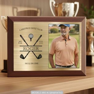 Hole In One Golfer Photo Gold Award Plaque