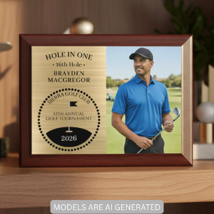 Hole In One Golfer Photo Gold Award Plaque
