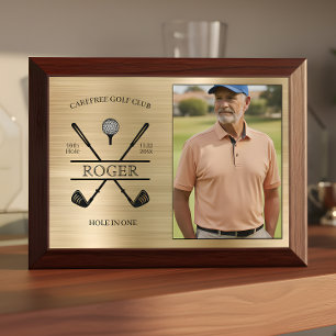 Hole In One Golfer Photo Gold Award Plaque