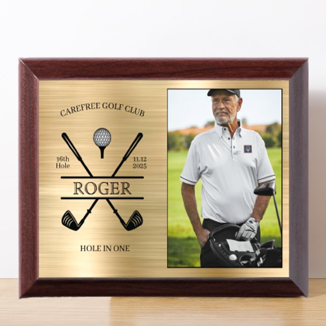 Hole In One Golfer Photo Gold Award Plaque (Creator Uploaded)