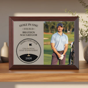 Hole In One Golfer Photo Greige Award Plaque