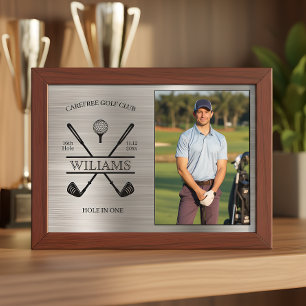 Hole In One Golfer Photo Silver Award Plaque