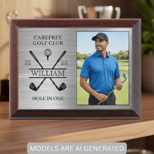 Hole In One Golfer Silver Photo Award Plaque