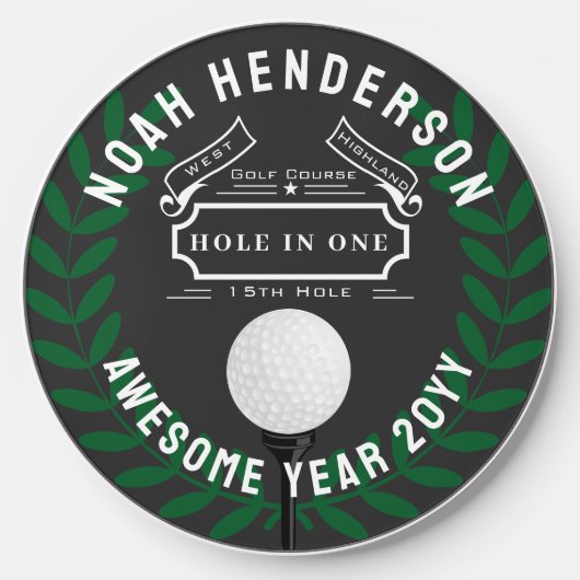 Hole In One Keepsake with All the Stats Wireless Charger (Front)