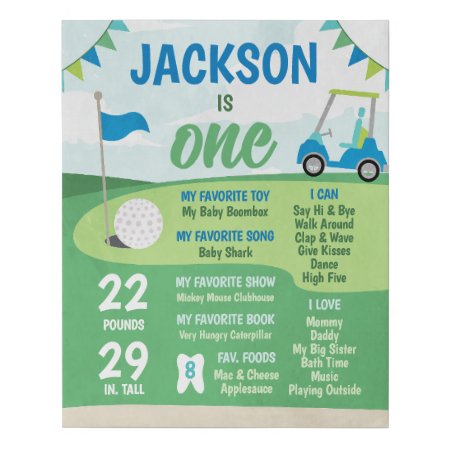 Hole In One Milestone Poster, Golf Faux Canvas Print