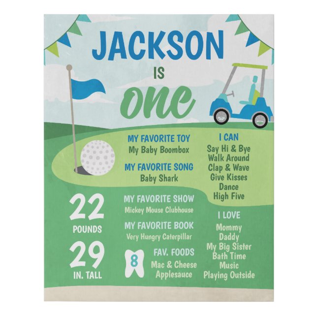 Hole in One Milestone Poster, Golf Faux Canvas Print (Front)