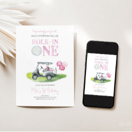 Hole-In-One Mini Golf Girl Birthday Invitation