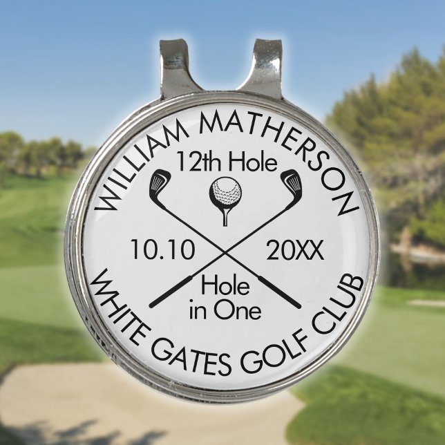 Hole in One Modern Personalized Golf Hat Clip (Hole in One Modern Personalized Golf Hat Clip)