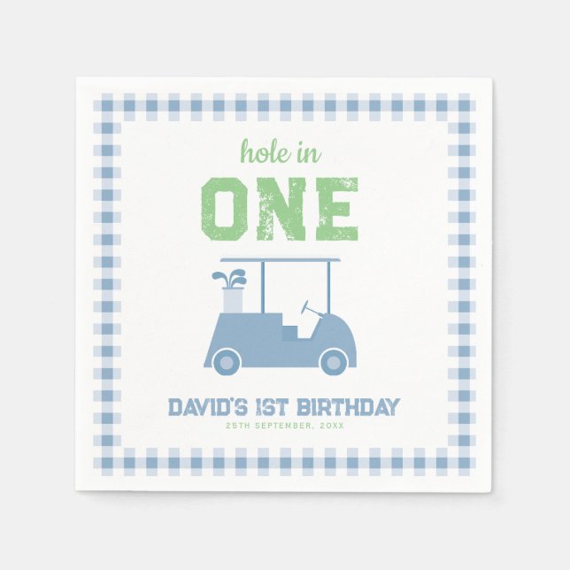 Hole in One Par Tee Boy 1st Birthday Napkins (Front)