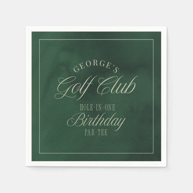 Hole-in-One Par-tee Elegant Golf Birthday party Napkins (Front)