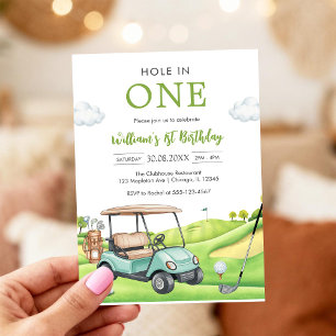 Hole In One Par-tee Golf Boy 1st Birthday Invitati Invitation