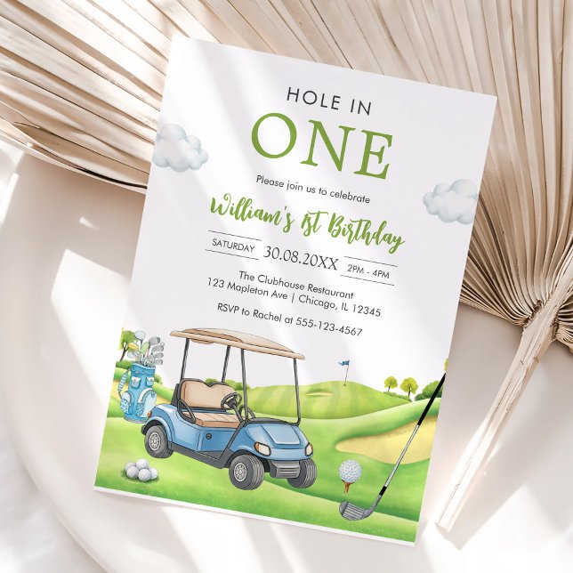 Hole In One Par-tee Golf Boy 1st Birthday Invitati Invitation (Creator Uploaded)
