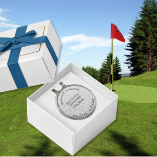 Hole In One Personalized Golf Black and White Golf Hat Clip