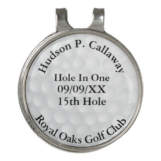 Hole In One Personalized Golf Black and White Golf Hat Clip