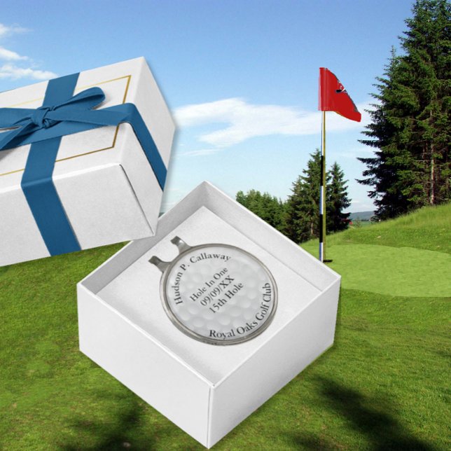 Hole In One Personalized Golf Black and White Hat Clip (Does not come with gift box.)
