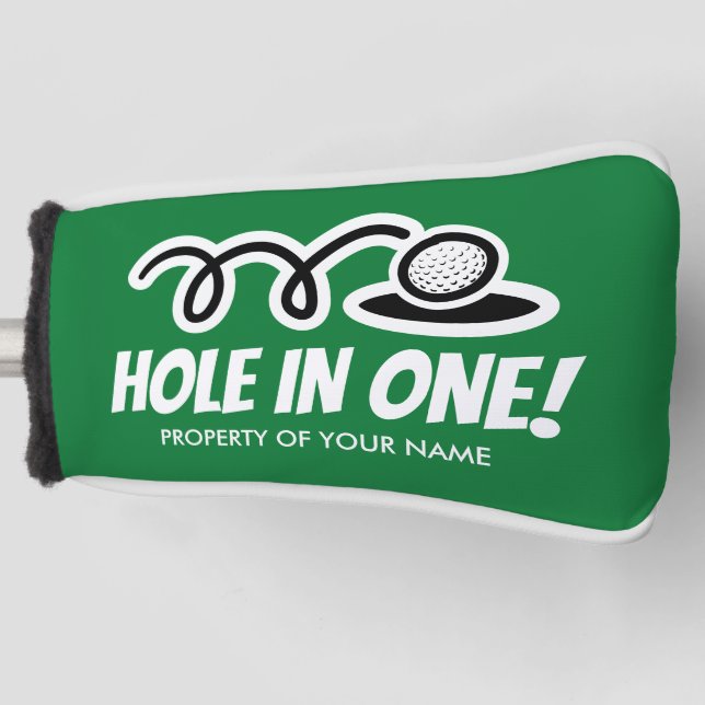 Hole in one personalized golf putter cover gift (Front)