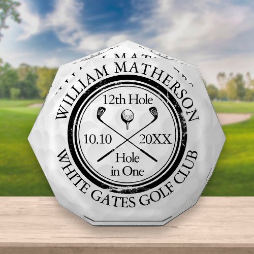 Hole in One Personalized Golfer Golf Ball Acrylic Award