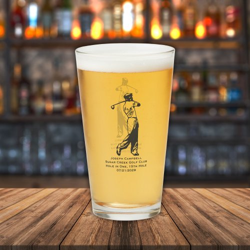 Hole in One Personalized Retro Style Golfer Gift  Glass