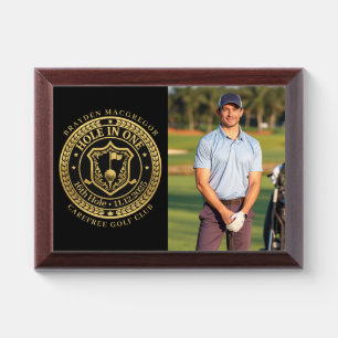 Hole In One Photo Gold and Black Award Plaque