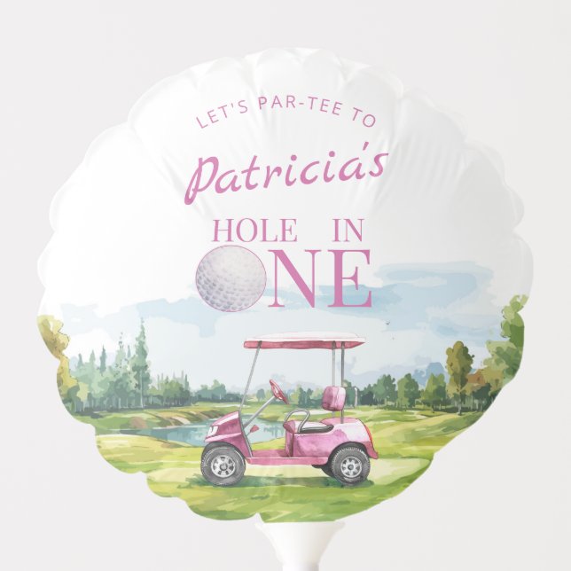 Hole In One Pink Golf 1st Birthday  Balloon (Front)