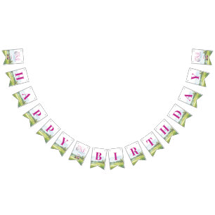 Hole In One Pink Golf 1st Birthday Bunting Flags