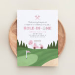 Hole in One Pink Golf 1st Birthday Invitation<br><div class="desc">Celebrate your little one's birthday with this golf themed invitation!</div>