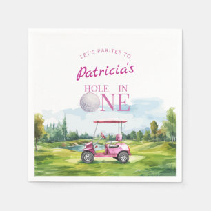 Hole In One Pink Golf 1st Birthday  Napkins