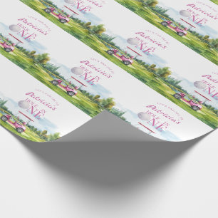 Hole In One Pink Golf 1st Birthday  Wrapping Paper