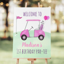 Hole In One Pink Golf Birthday Par-tee Welcome Foam Board