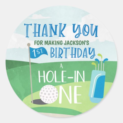 Hole in One Round Labels Golf Thank You Classic Round Sticker