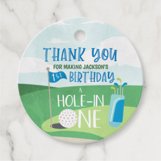 Hole in One Round Labels, Golf Thank You Favor Tags