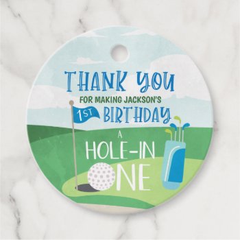 Hole In One Round Labels  Golf Thank You Favor Tags by PuggyPrints at Zazzle